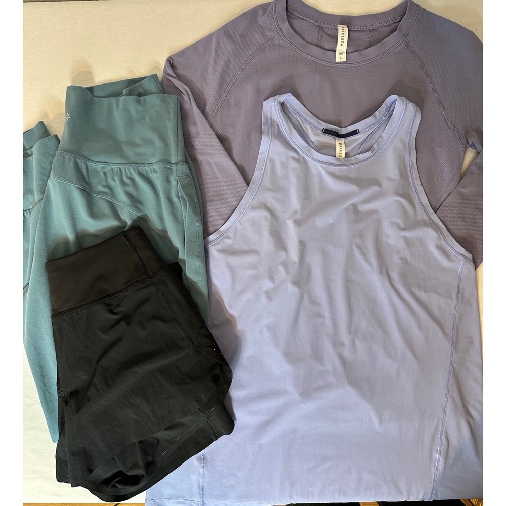 Athleta Activewear 4 Pc Bundle Joggers Shorts Tank Long Sleeve Top Womens Small